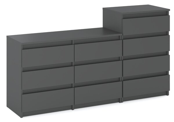 STIV Möbel | Komoda s 10 zásuvkami (6+4) | edý Mat | 160 cm | moderní & bez úchyt | Lonice & Obývací pokoj