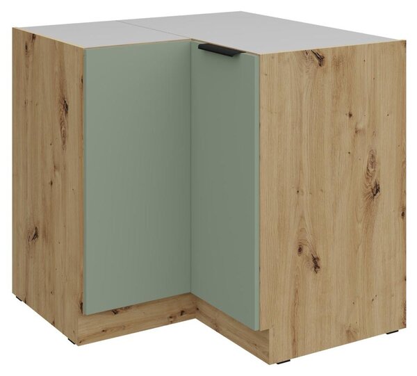 Kondela Dolní rohová kuchyňská skříňka Arsany 90x90 DN 2F BB - aquamarine / dub artisan