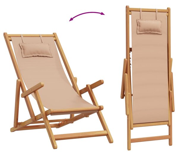 Skládací židle 2 ks, taupe látka a masivní dřevo 3214488