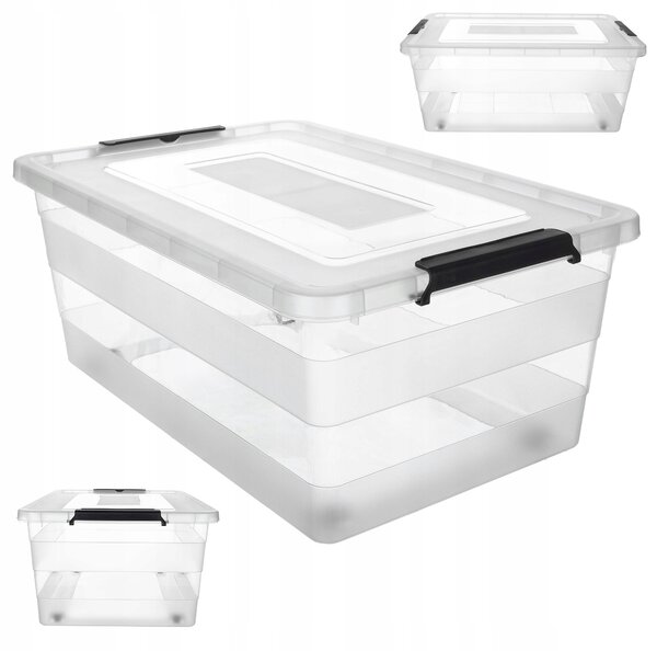 Úložný box Kadax 40 l s víkem na kolečkách průhledný