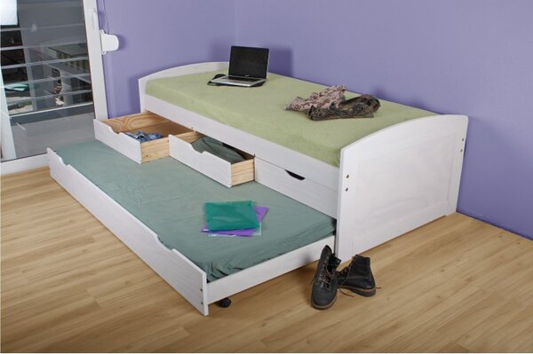 Rozkládací postel s úložným prostorem Marinella - bílá Bílá 90x200 cm