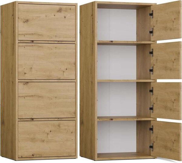 BDW, komoda se 4 dvíky, ALMA, systém Tip-ON, 50×119×40 cm, dub Artisan