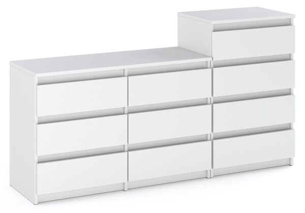 STIV Möbel | Komoda s 10 zásuvkami (6+4) | Bílý Mat | 160 cm | moderní & bez úchyt | Lonice & Obývací pokoj