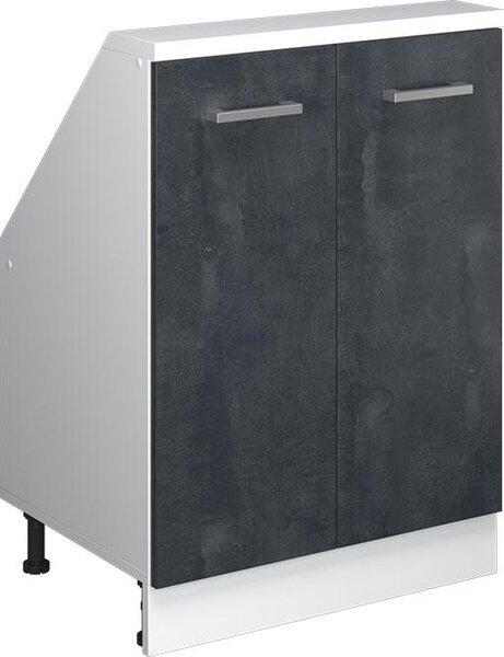 Kuchyňská skříňka pod šikmou střechu Vicco R-Line Černý beton 60 cm se 2 dvířky, Model 58047