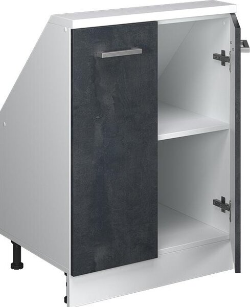 Kuchyňská skříňka pod šikmou střechu Vicco R-Line Černý beton 60 cm se 2 dvířky, Model 58047