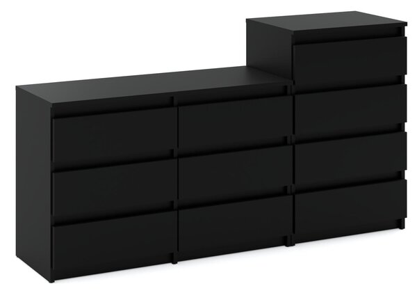 STIV Möbel | Komoda s 10 zásuvkami (6+4) | erný Mat | 160 cm | moderní & bez úchyt | Lonice & Obývací pokoj