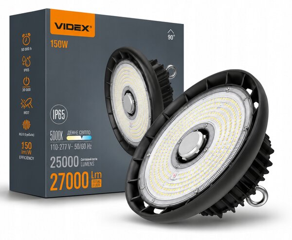 Průmyslová LED lampa High Bay VIDEX HB01 150W 5000K 27000Lm pro sklad