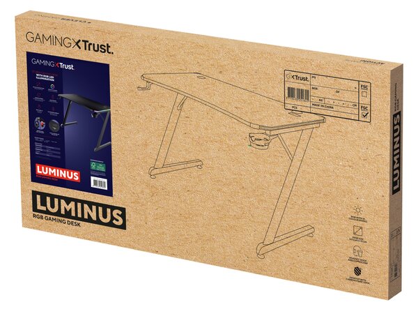 Psací stůl Trust GXT 709 Luminus RGB černý 120 cm x 60 cm