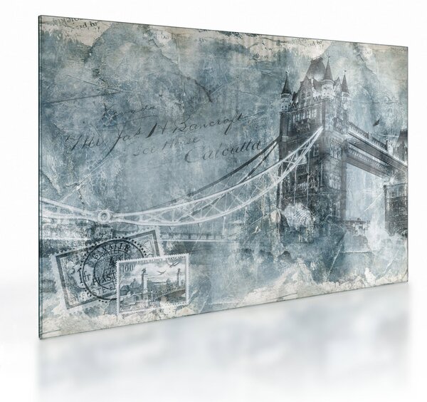 Skleněný obraz - Tower Bridge v chladných tónech (70x50 cm)