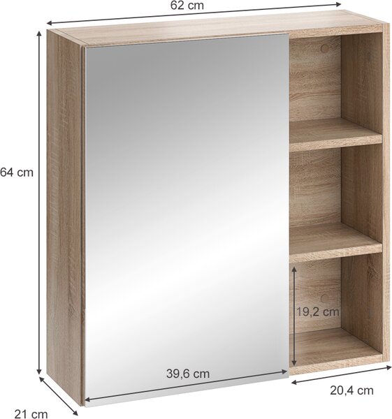 Koupelnová zrcadlová skříňka Vicco Senyo Sonoma 62 x 64 cm, Model 36349