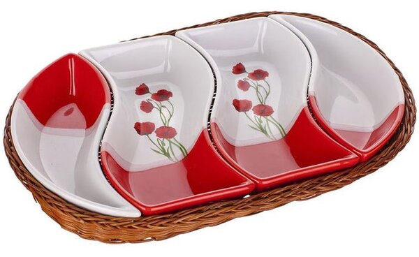 Keramická servírovací miska 4dílná oválná Máky, BANQUET