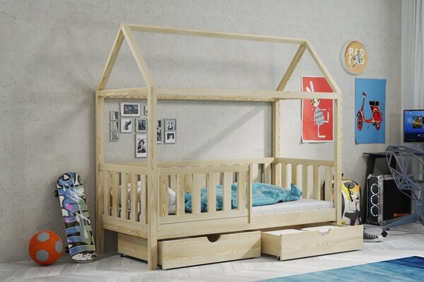 Dětská postel s úložným prostorem Marcela, Borovice přírodní, 90x200 cm