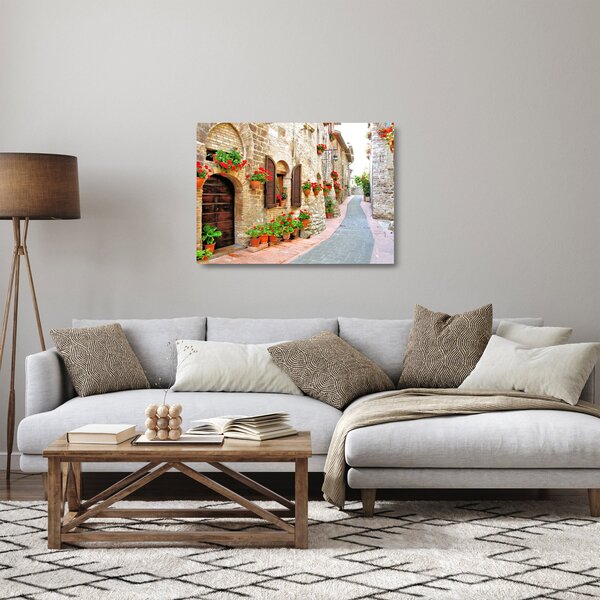 Skleněný obraz - Malebná Italská ulička (70x50 cm)