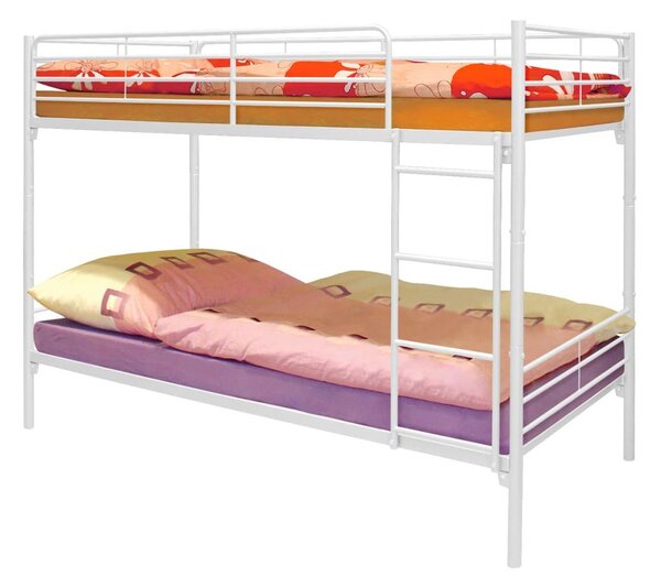 Kovová patrová postel - bílá 90x200 cm