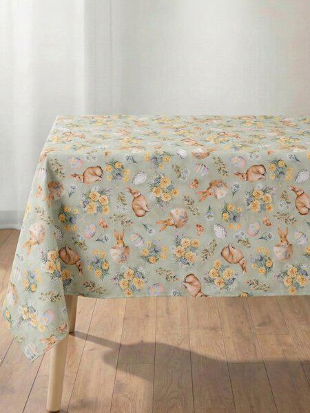 MK Lůžkoviny Velikonoční hranatý ubrus 80 x 80 cm - Zajíčci zelený
