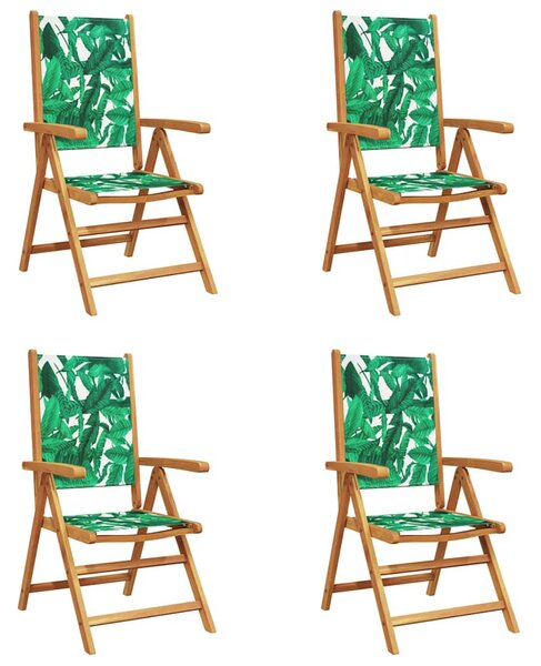 Skládací polohovací křesla 4 ks, zelená látka a masivní dřevo 3214550