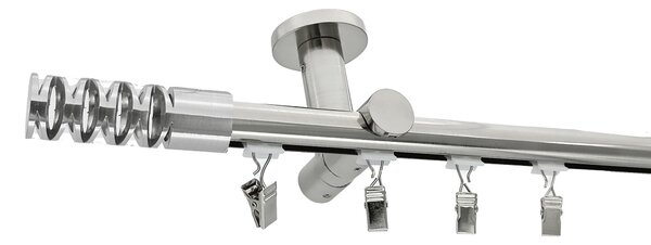 Kovovégarnýže.cz Stropní garnýž Jewel broadway 19 mm efekt nerez Varianta jednořadá nebo dvouřadá: Jednořadá, Uchycení látky: jezdec s háčkem, Délka garnýže Broadway: 160 cm