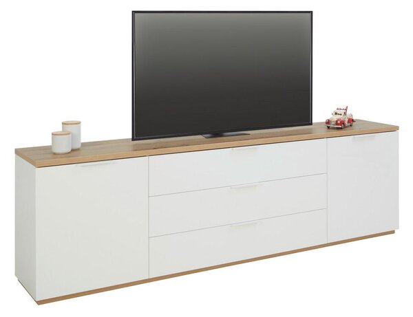 TV díl Wide bílá/dub Artisan 240cm