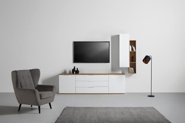 TV díl Wide bílá/dub Artisan 240cm