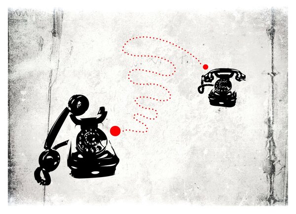 Skleněný obraz - Kresba telefonu na styl Banksyho (70x50 cm)