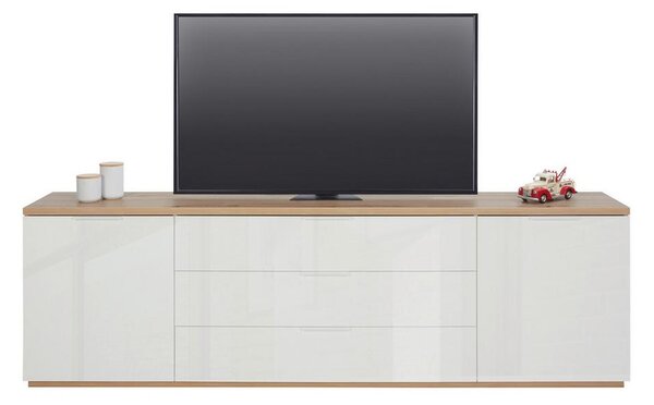 TV díl Wide bílá/dub Artisan 240cm