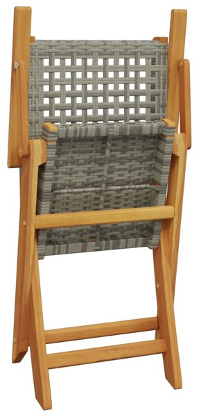 Skládací židle 6 ks, šedý polyratan a masivní dřevo 3214560