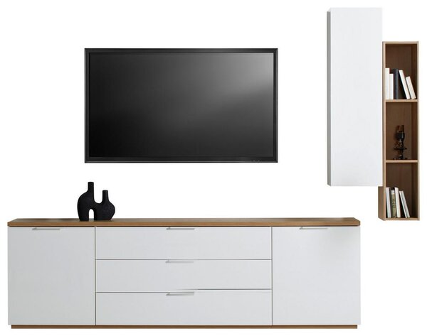 TV díl Wide bílá/dub Artisan 240cm