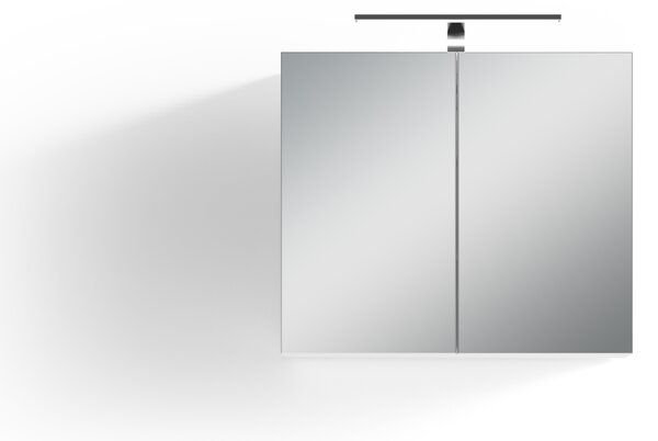 ByLIVING Zrcadlová skříňka Spree, šířka 70 cm, s LED osvětlením, s vypínačem a zásuvkovou skříňkou, koupelnová skříňka se zrcadlovými dvířky