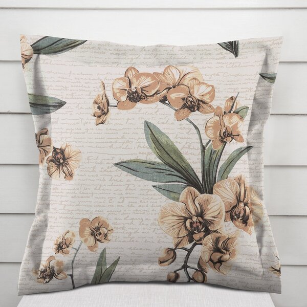 Biante Bavlněný povlak na polštář s lemem Sandra SA-624 Hnědé orchideje na bílém 30 x 50 cm