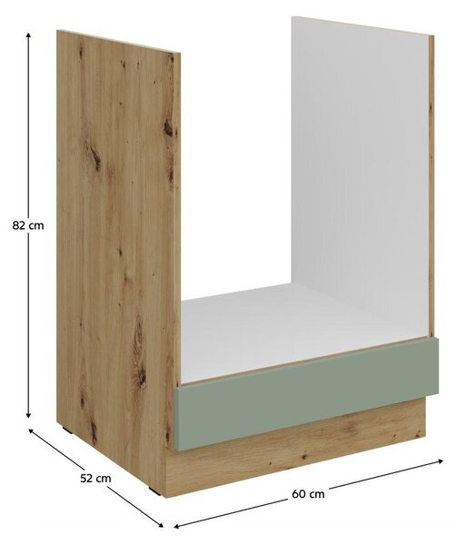 Kondela Dolní kuchyňská skříňka na vestavný sporák Arsany 60 D GAZ BB - aquamarine / dub artisan