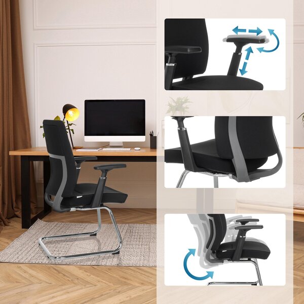 Hjh OFFICE konzolová židle s područkami (výškově nastavitelná) CAPTIVO PRO V Látková židle pro domácí kancelář, židle pro návštěvy Otočná židle s nosností až 120 kg
