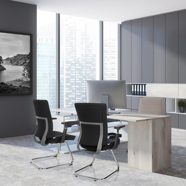 Hjh OFFICE konzolová židle s područkami (výškově nastavitelná) CAPTIVO PRO V Látková židle pro domácí kancelář, židle pro návštěvy Otočná židle s nosností až 120 kg