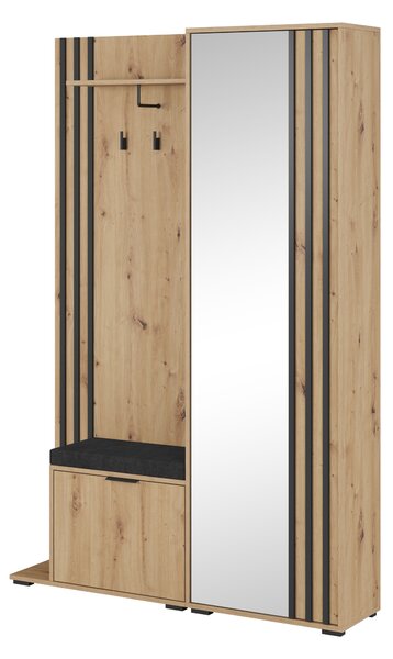Šatní skříň Norris (dub artisan + černá). Akce -20%