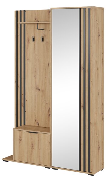 Šatní skříň Norris (dub artisan + černá). Akce -20%