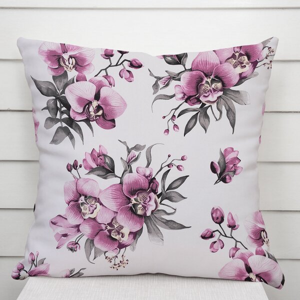 Biante Bavlněný povlak na polštář Sandra SA-623 Lila orchideje na bílém 30 x 50 cm