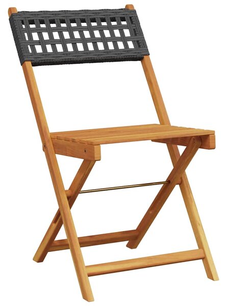 3dílný bistro set černý polyratan a masivní dřevo 3281742