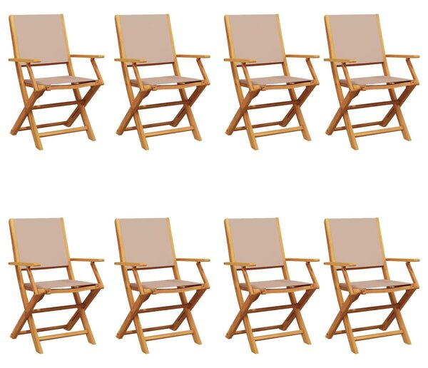 Skládací židle 8 ks, taupe látka a masivní dřevo 3214582