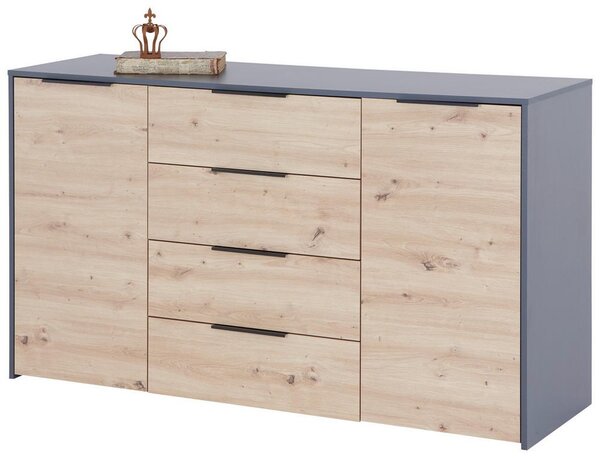 KOMODA ALAN 5, antracitová, dub Artisan