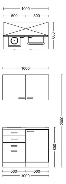 Minikuchyně Cara šířka 100 cm