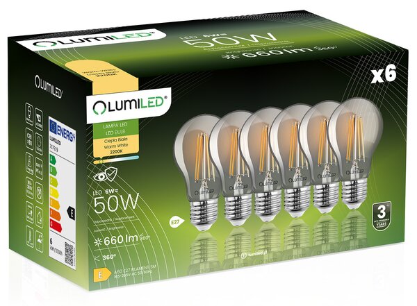 LED žárovka Lumiled E27 6W 660 lm 2200 K teplá 360°