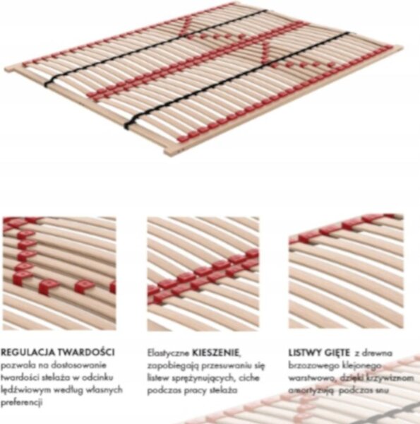 Rám postele 200x120 LUX+ 200kg elastická vložka 56 nastavitelných roštů