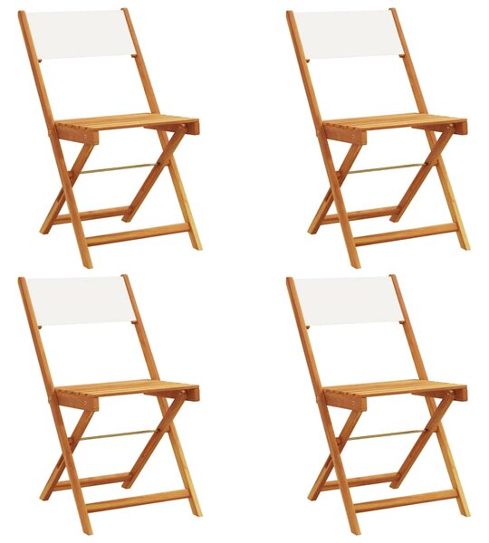 Skládací židle 4 ks, krémově bílá, látka a masivní dřevo 3214610