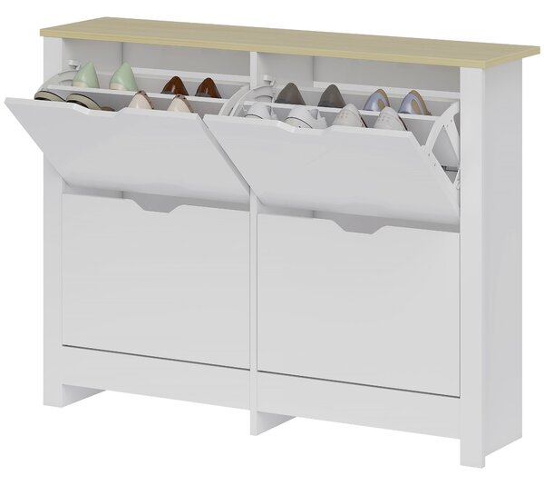 HOMCOM úzký botník s 4 výklopnými přihrádkami – úspora místa, až 16 párů, 105×26×80 cm | Aosom