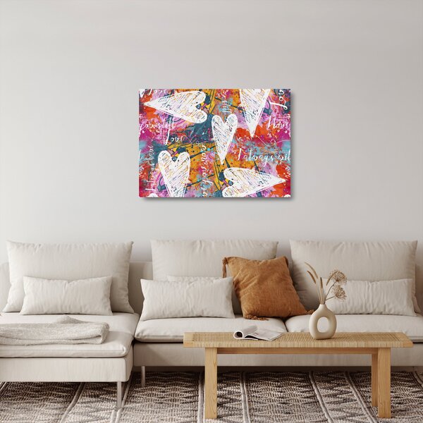 Skleněný obraz - Srdce na abstraktním pozadí (70x50 cm)