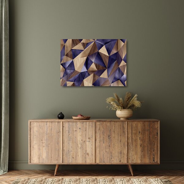 Skleněný obraz - 3D dřevěné trojúhelníky (70x50 cm)