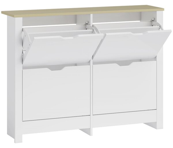HOMCOM úzký botník s 4 výklopnými přihrádkami – úspora místa, až 16 párů, 105×26×80 cm | Aosom