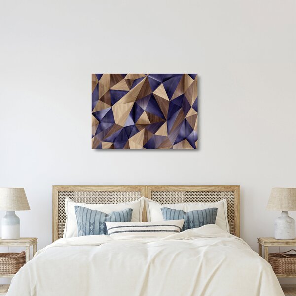 Skleněný obraz - 3D dřevěné trojúhelníky (70x50 cm)