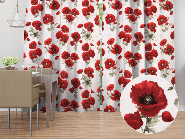 Biante Bavlněný závěs Sandra SA-632 Vlčí máky na bílém 150x140 cm