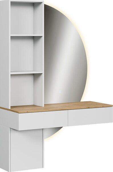 Toaletní stolek Vicco Melora Bílá/dub 100 cm se zrcadlem LED, Model 58449