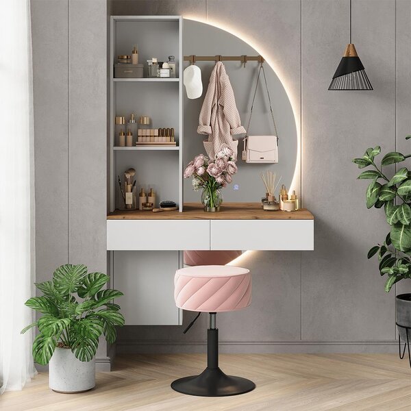 Toaletní stolek Vicco Melora Bílá/dub 100 cm se zrcadlem LED, Model 58449